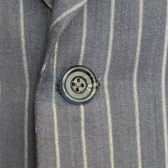 Blue Airfare chalk stripe turned lapel Single breasted 2 button suit. - Picture 3 of 5